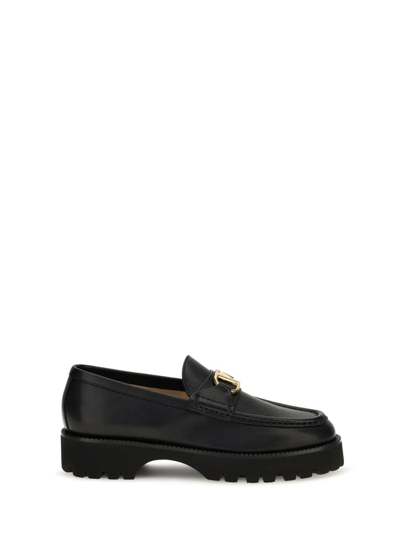 Vlogo Signature Leather Loafers Nero
