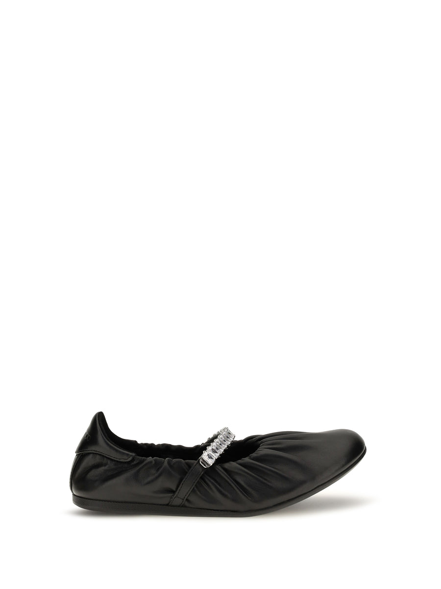Ballerina Flats Jade Black-Crystal Black/crystal Upper Calf Leather Shoes