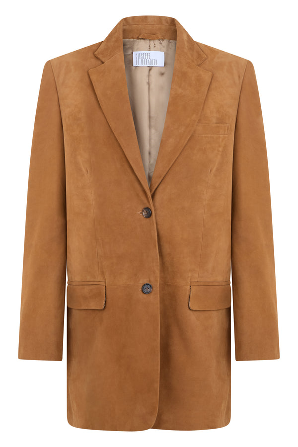 Suede Jacket Camel Calfskin Leather