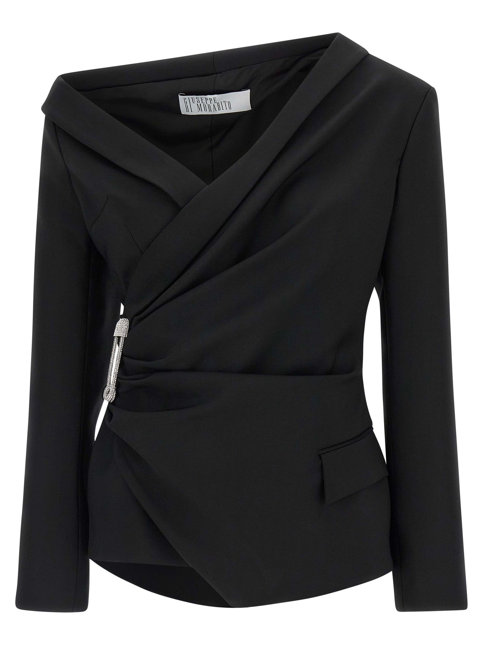 Asymmetrical blazer Black Virgin Wool Blazer, Suits