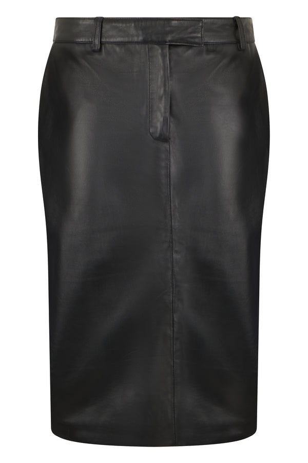 Leather Midi Skirt Black Calfskin