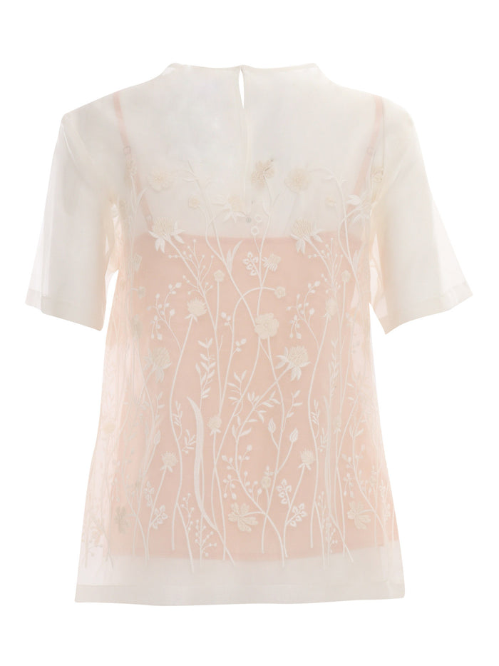 BLOUSE White Silk Top