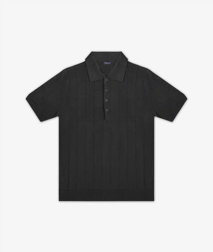 Linen And Cotton Polo Saint Tropez Black Knitwear