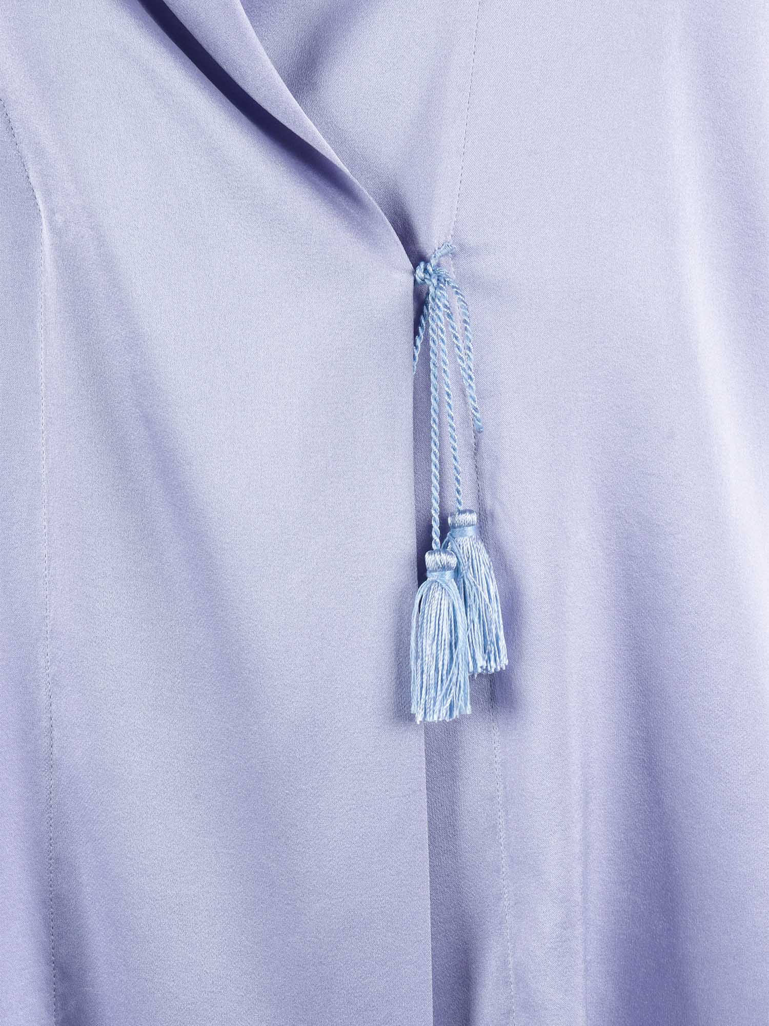 Wrap shirt in shiny stretch silk satin Purple Elastane