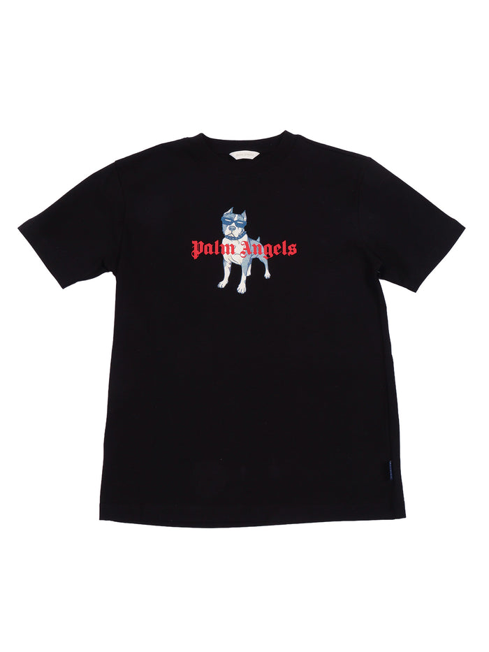 Palm Dog Reg.tshirt Boy Black Cotton Short Sleeves T-shirt