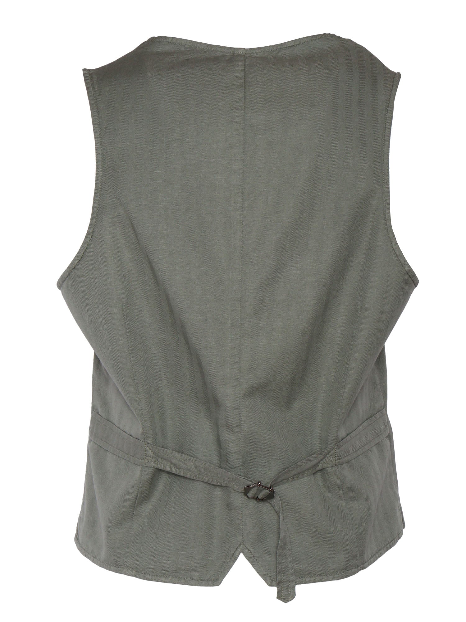 Vest Green Cotton Linen