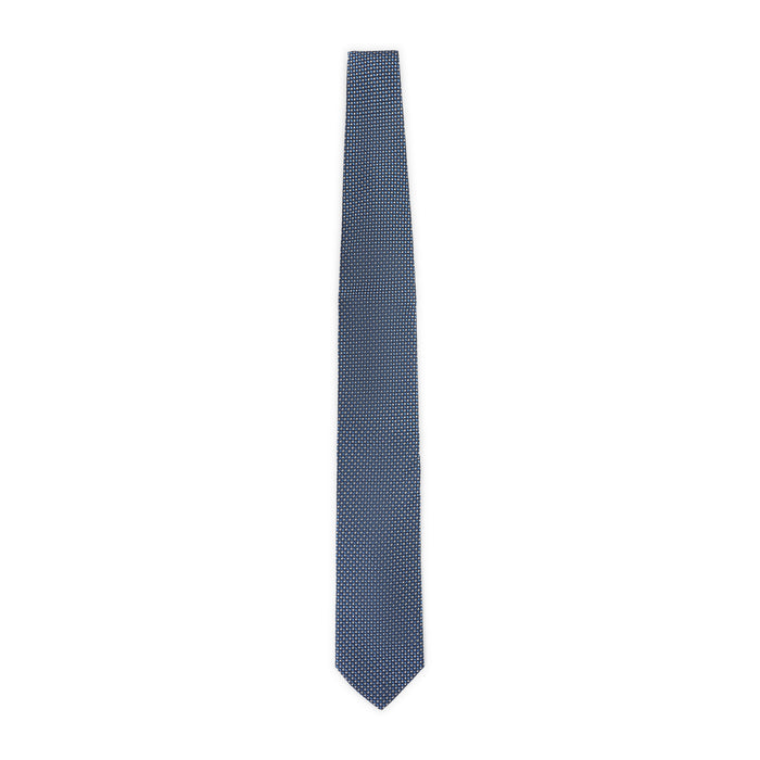Circle Dot Tie Blue Silk