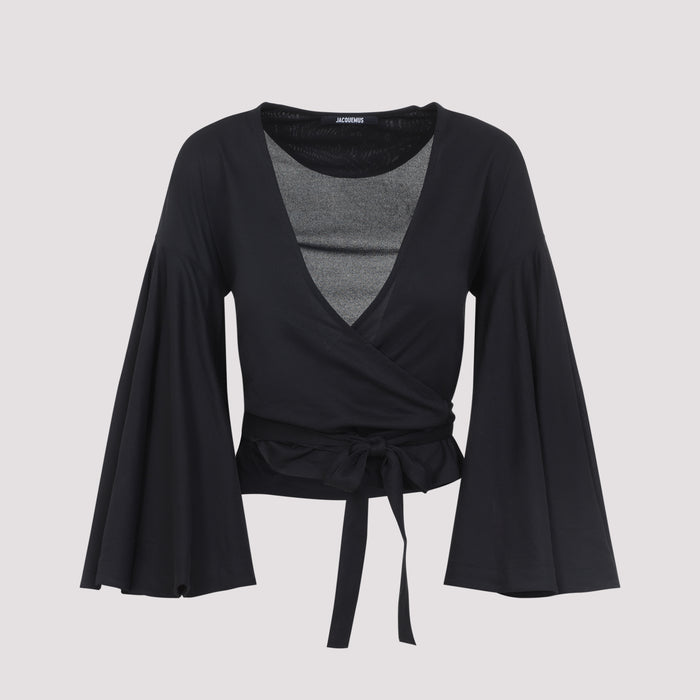 Le Cache Coeur Ventadou Top Black Paper Recycled Polyester