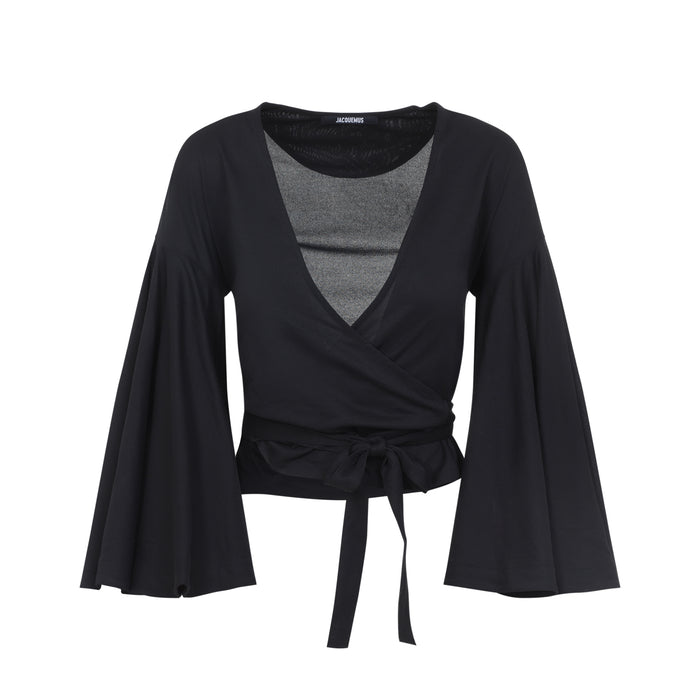 Le Cache Coeur Ventadou Top Black Paper Recycled Polyester