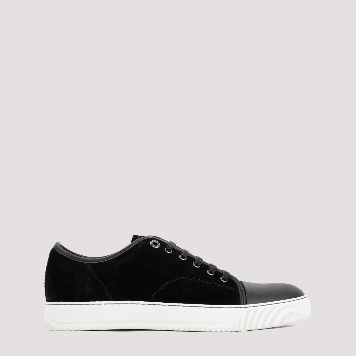 Suede And Nappa Captoe Low To Sneakers Black Calf Leather Shoe