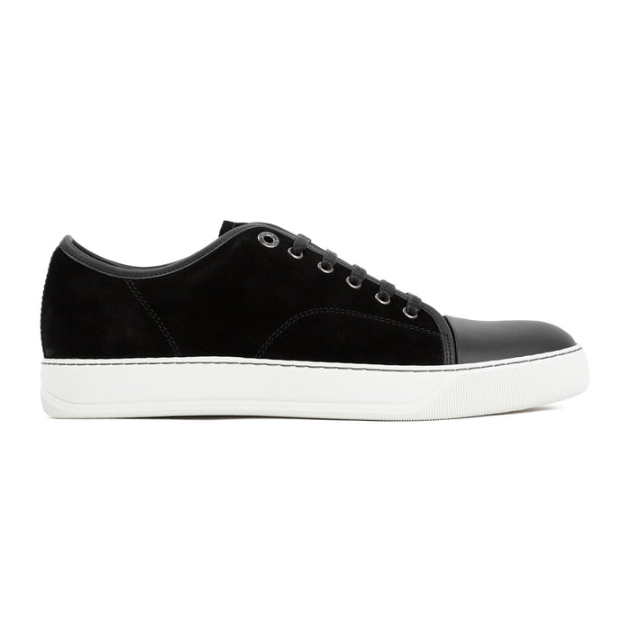Suede And Nappa Captoe Low To Sneakers Black Calf Leather Shoe