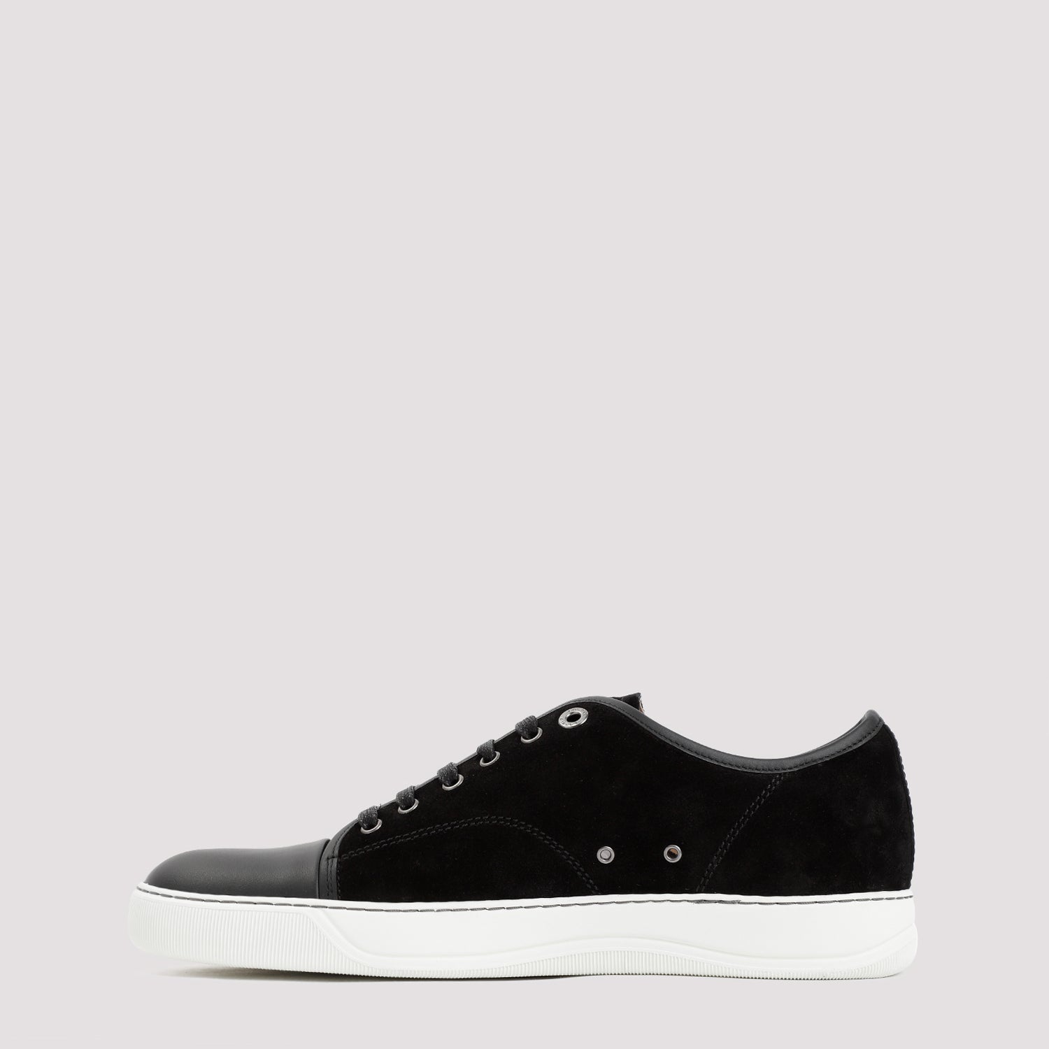 Suede And Nappa Captoe Low To Sneakers Black Calf Leather Shoe