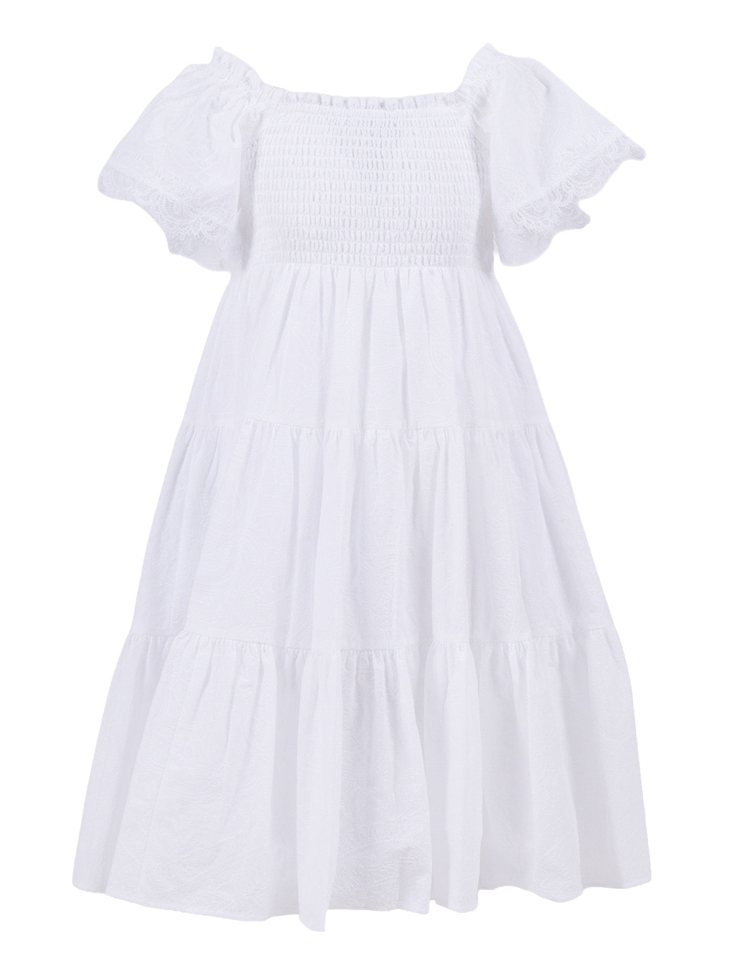 EMBROIDERED MUSLIN AUSTIN DRESS White Cotton