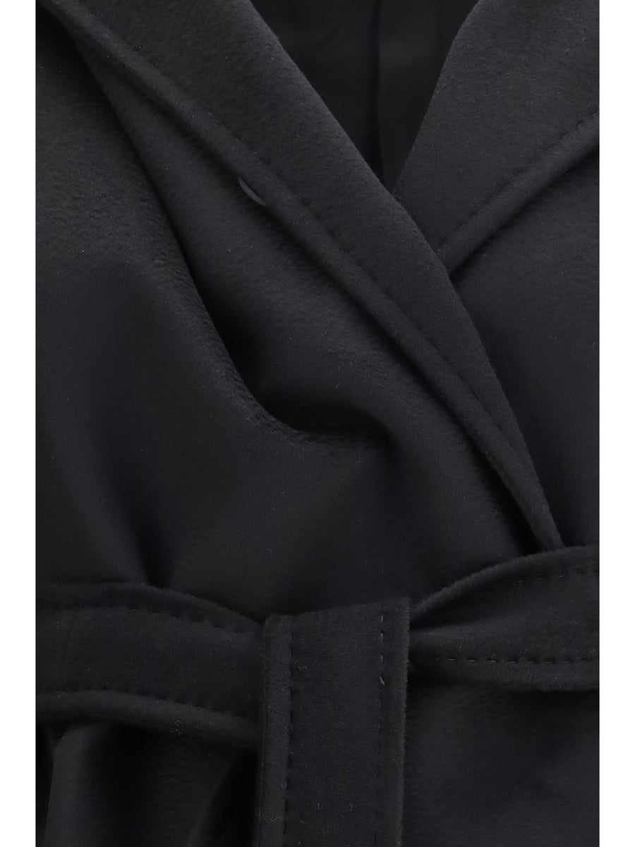 Robe Coat Double-Faced Wool Black Fleece (ovis Aries)