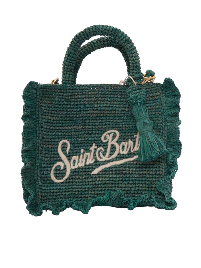Raffia Volant Mini-32 Emb Green Rafia Handbag