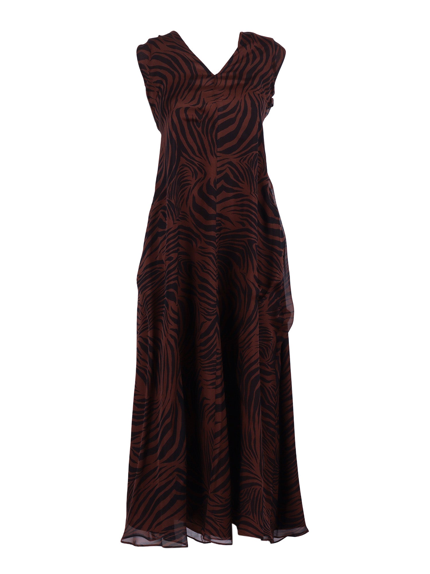Dress Brown Silk Lining Polyester Midi