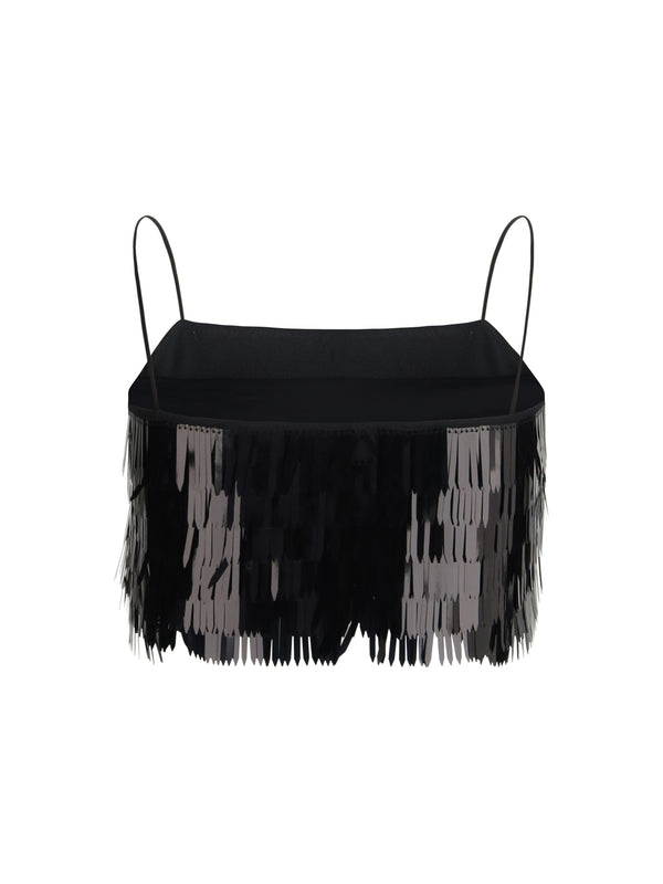 Sequin Top Black Polyester Tops
