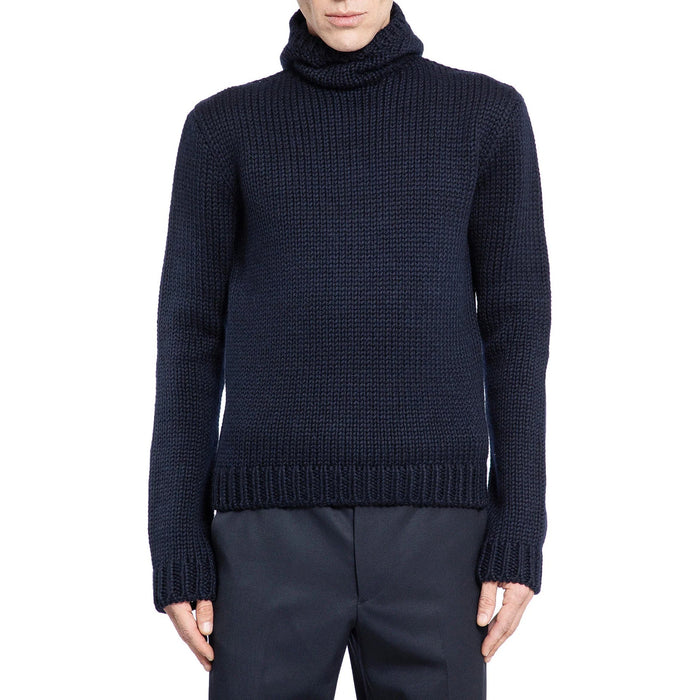 Wool Hooded Sweater Blue