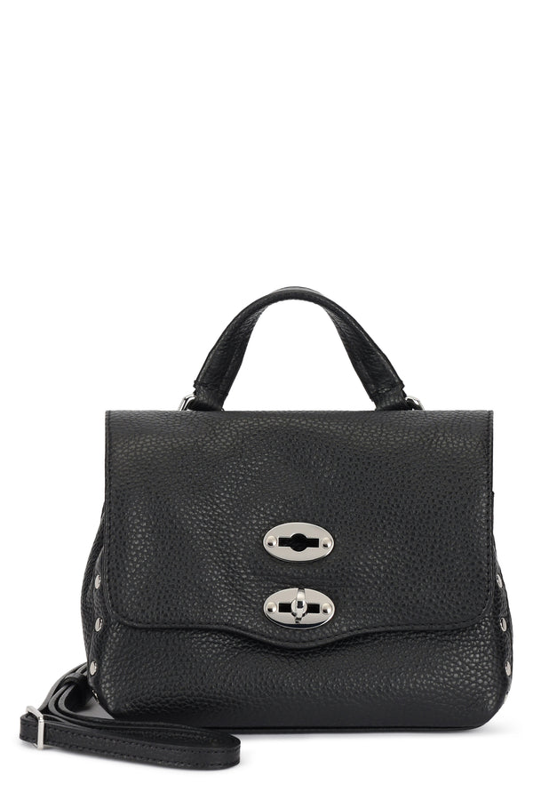 Handbag Postina Hammered Leather Black Cow Hide Handbags