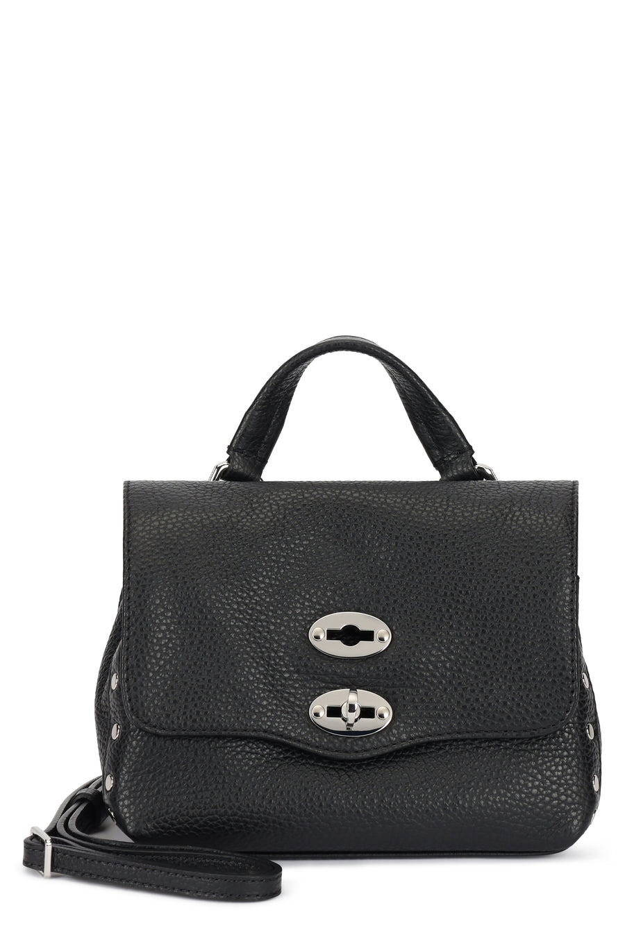 Handbag Postina Hammered Leather Black Cow Hide Handbags