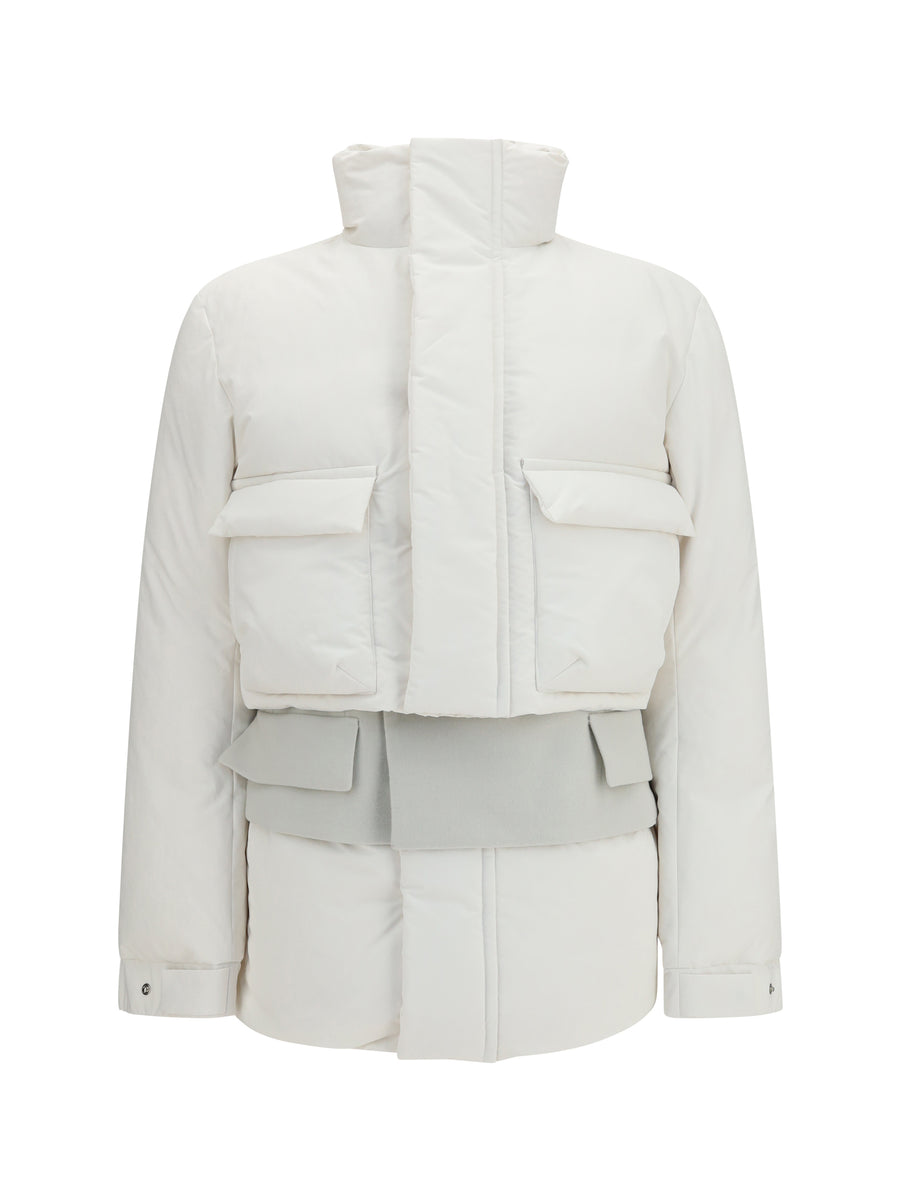 Double Padded Jacket With Zip Closure Off White×ecru Polyester Down