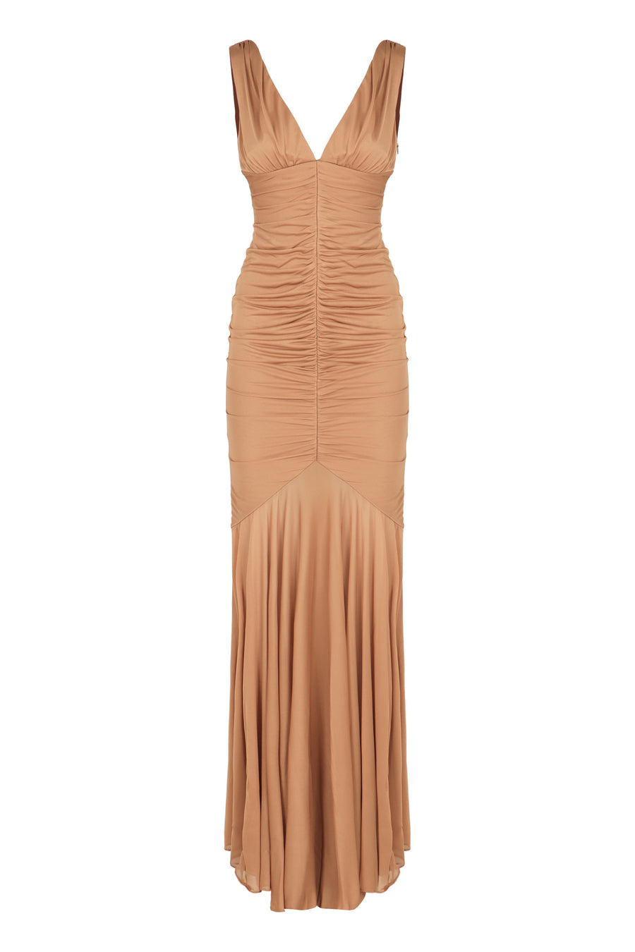 Draped Long Dress Camel Viscose