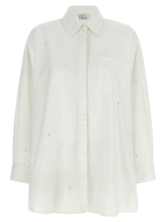 Crystal shirt White Cotton Shirt, Blouse