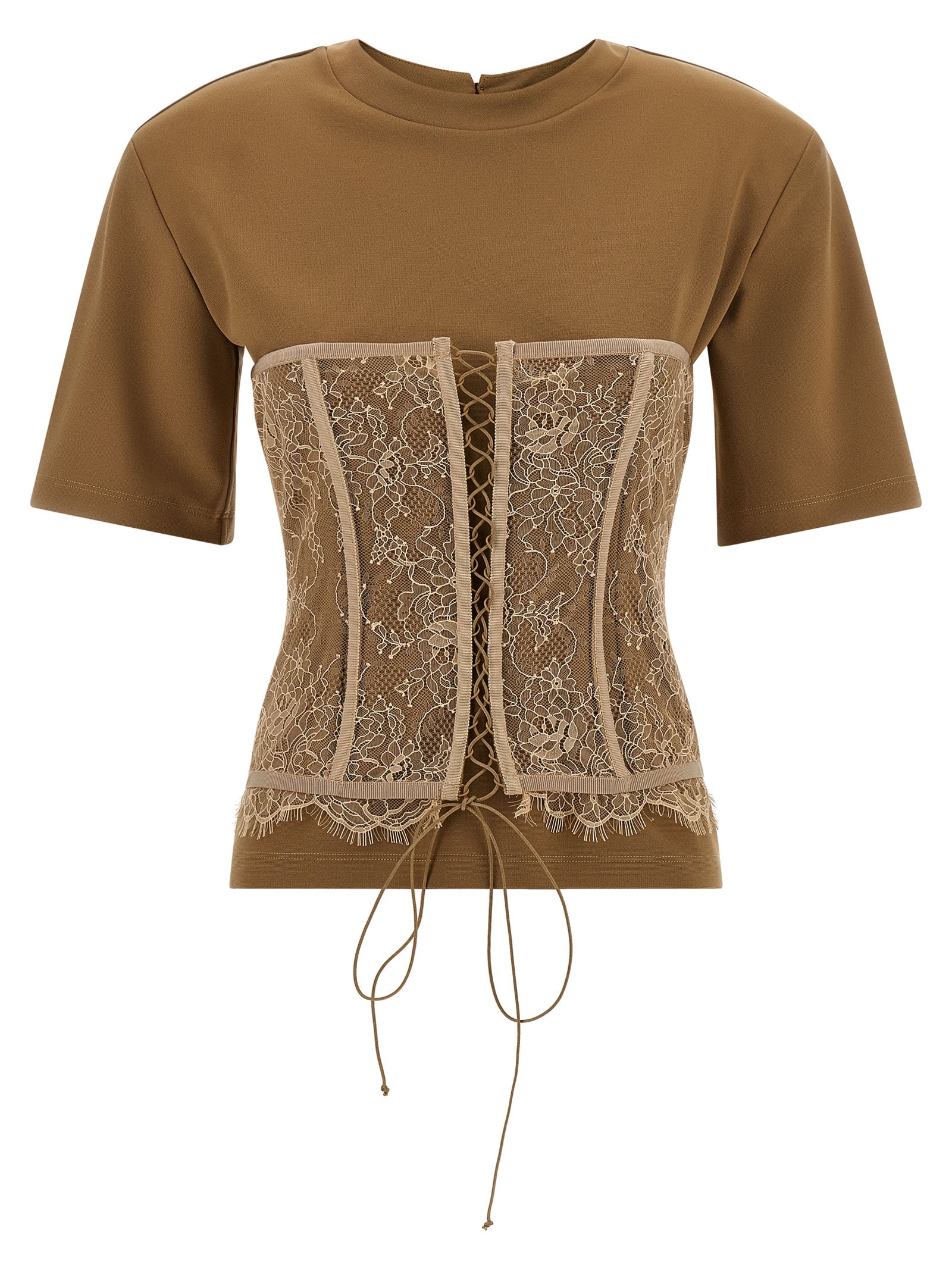 Bustier T-shirt Brown Viscose Polyester Elastane