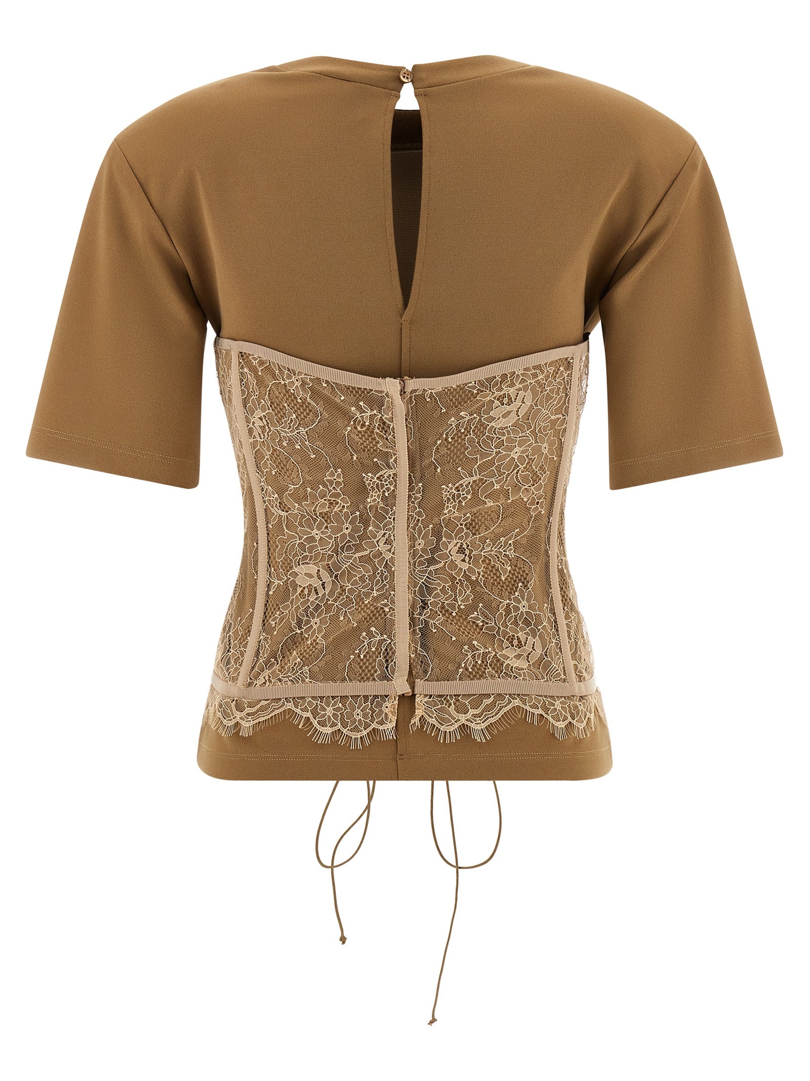 Bustier T-shirt Brown Viscose Polyester Elastane