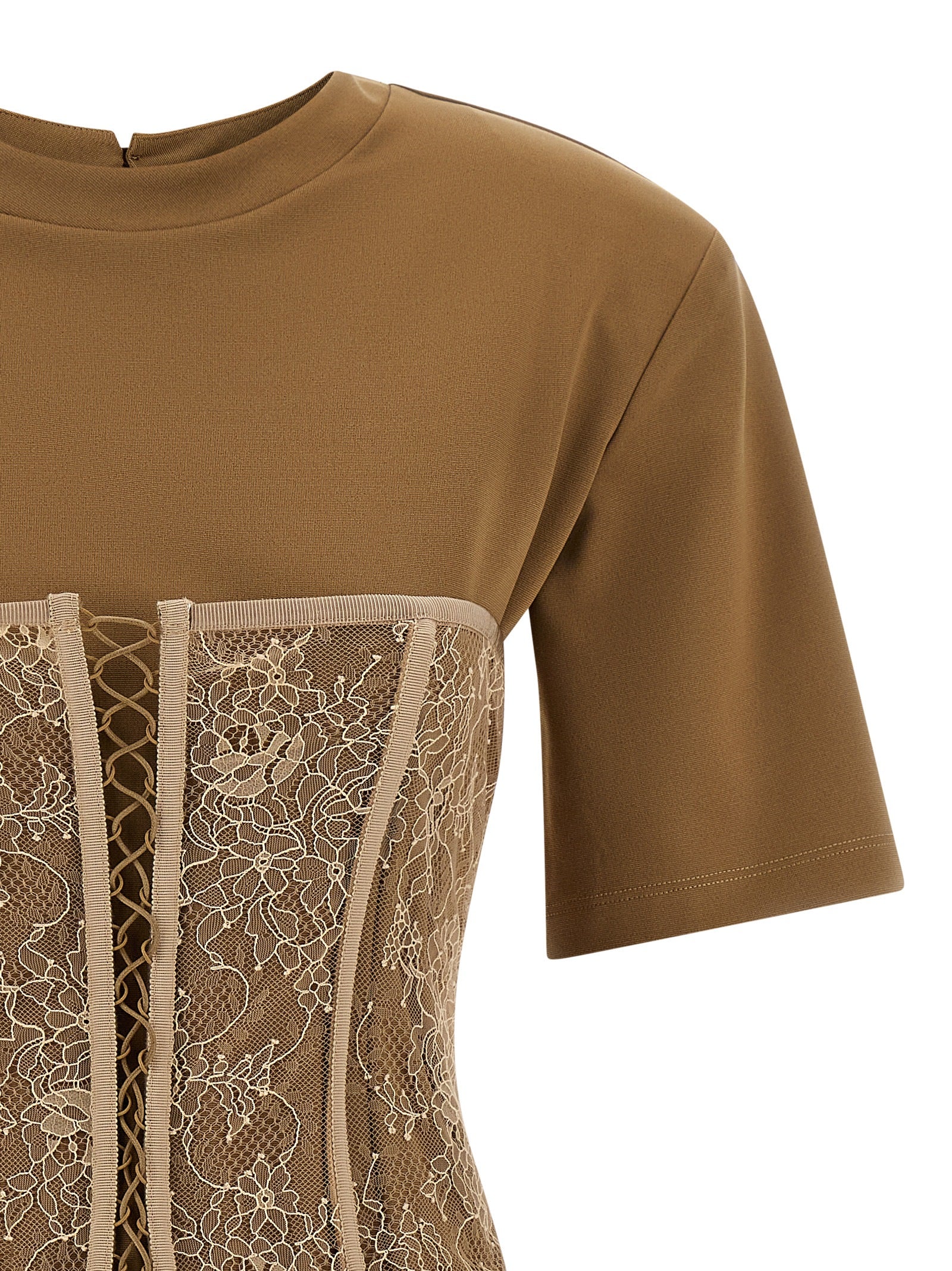 Bustier T-shirt Brown Viscose Polyester Elastane