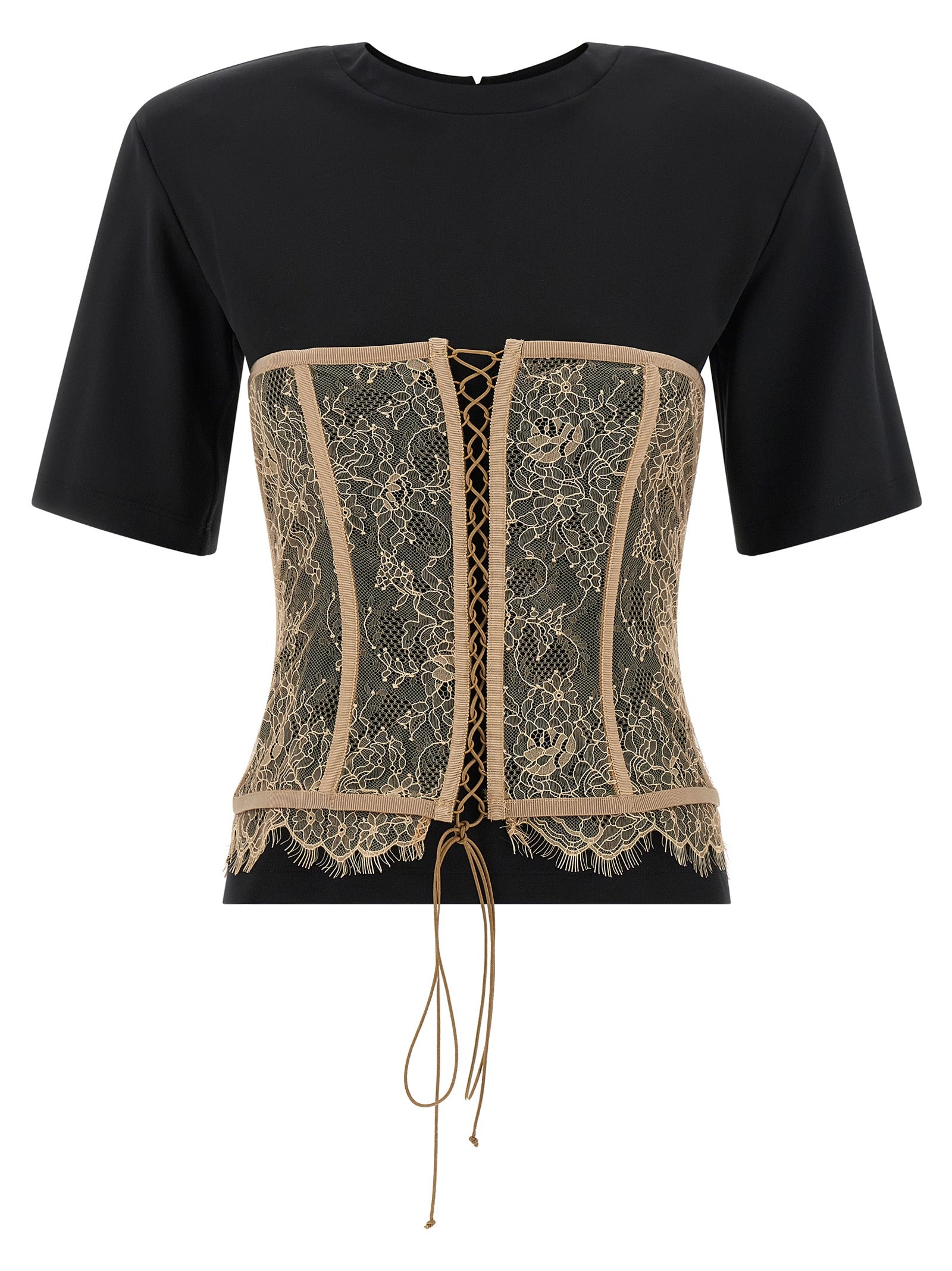 Bustier T-shirt Black Viscose Polyester Elastane