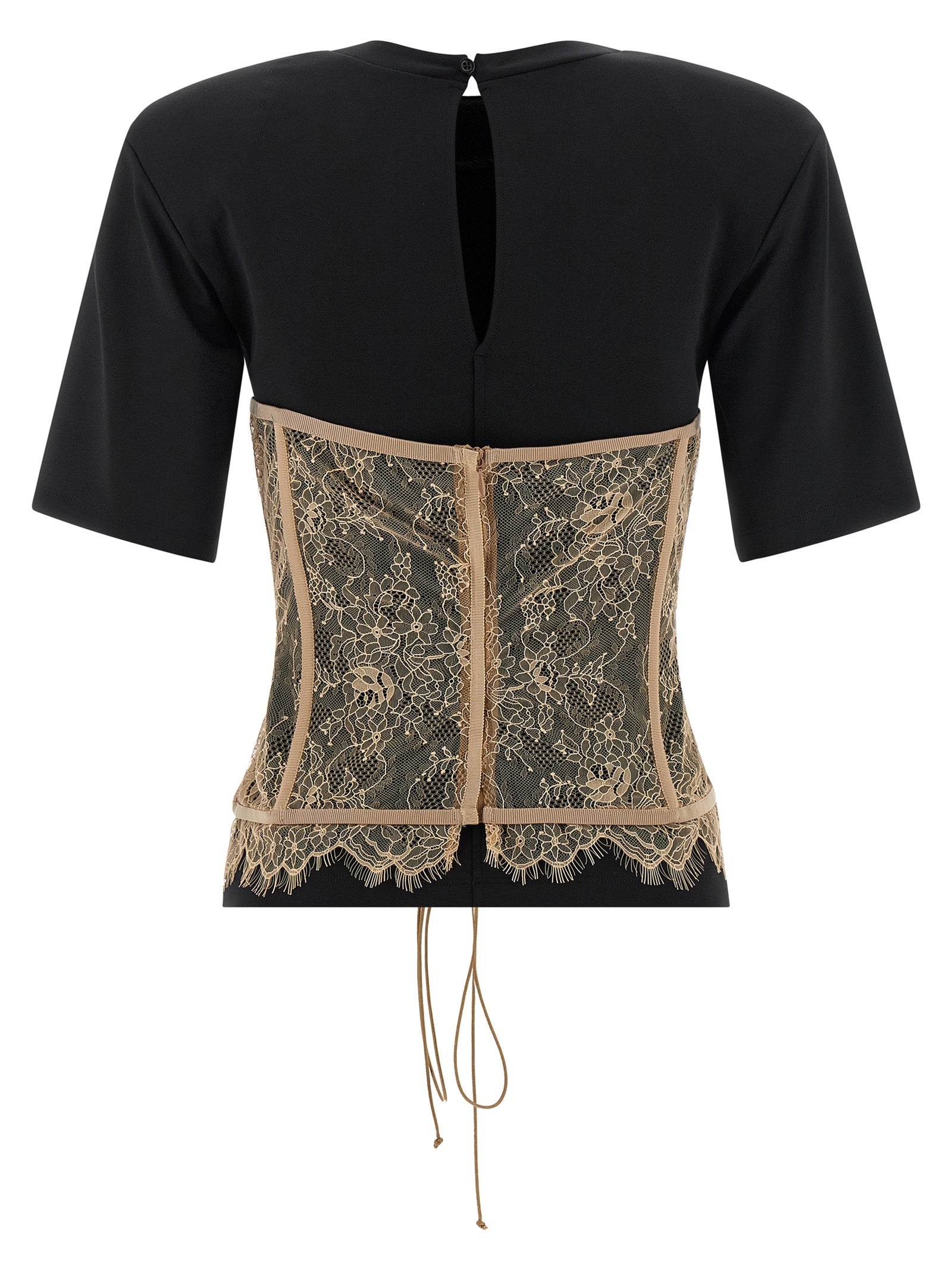 Bustier T-shirt Black Viscose Polyester Elastane