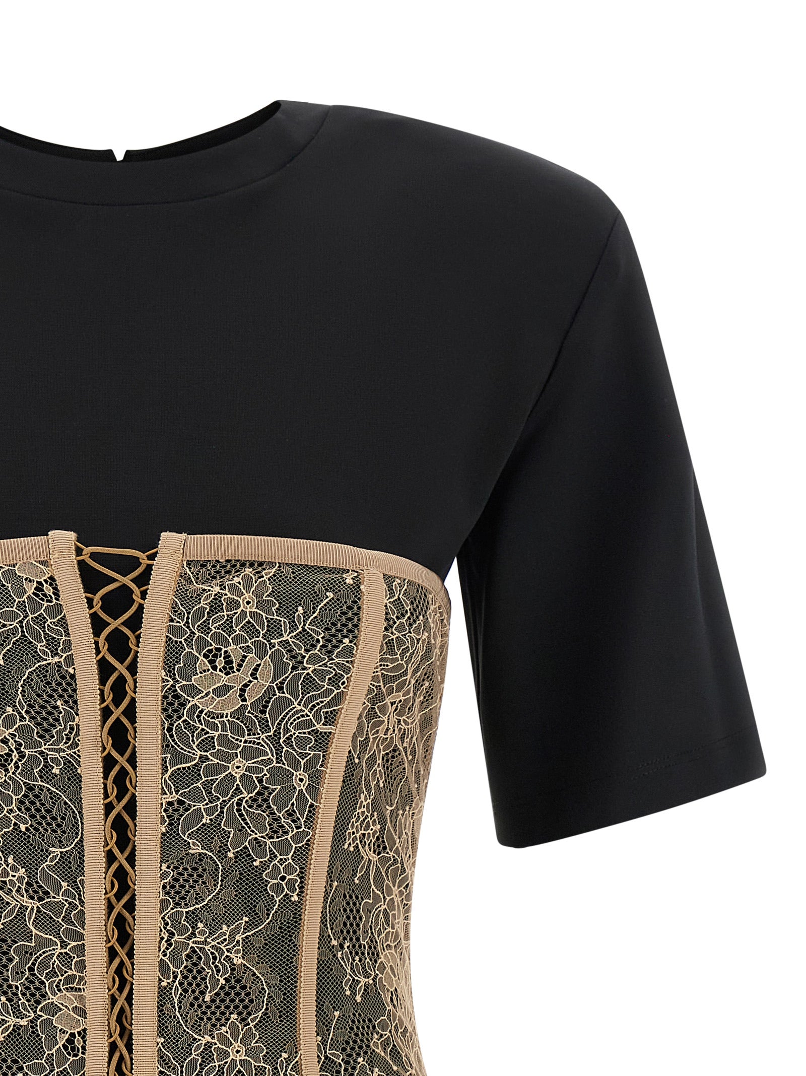 Bustier T-shirt Black Viscose Polyester Elastane