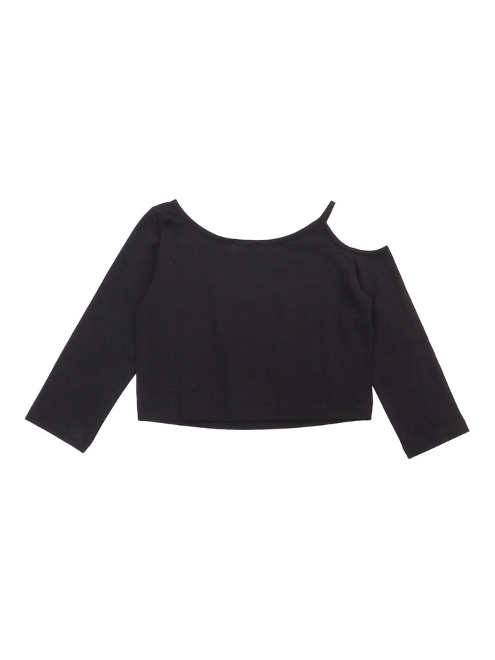 Long sleeved top for girls Black Cotton Elastane Short Sleeves T-shirt
