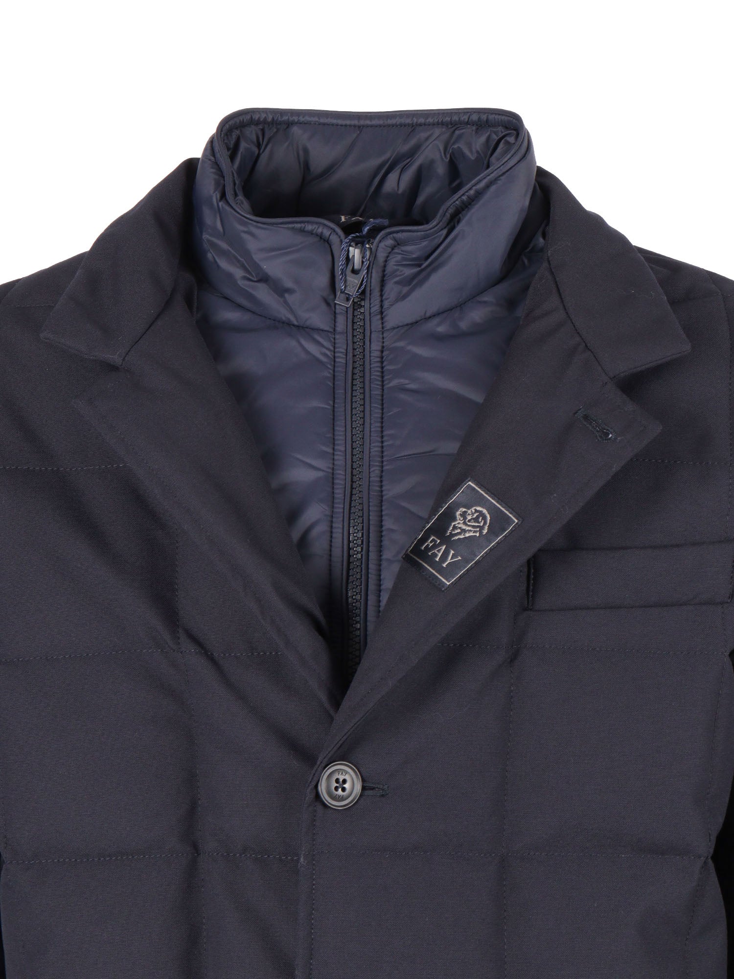 Down Jacket (db Front) Blue Short Puffer