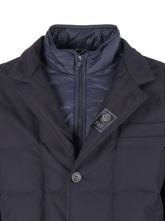 Down Jacket (db Front) Blue Short Puffer