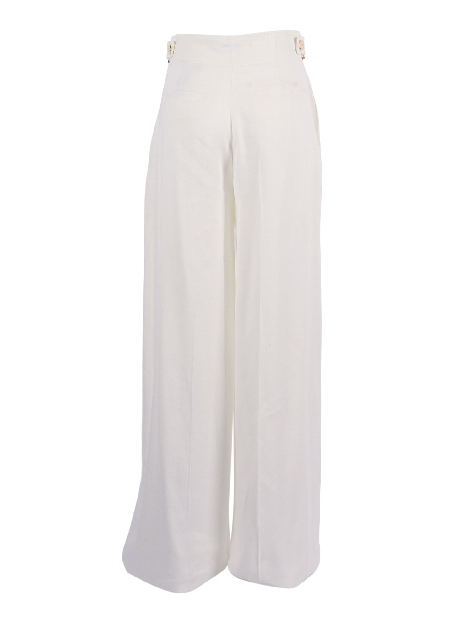 Trousers White Linen Viscose Elastane