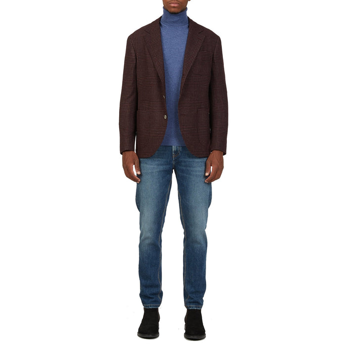 Tartan Wool Jacket Red Linen Cashmere Silk