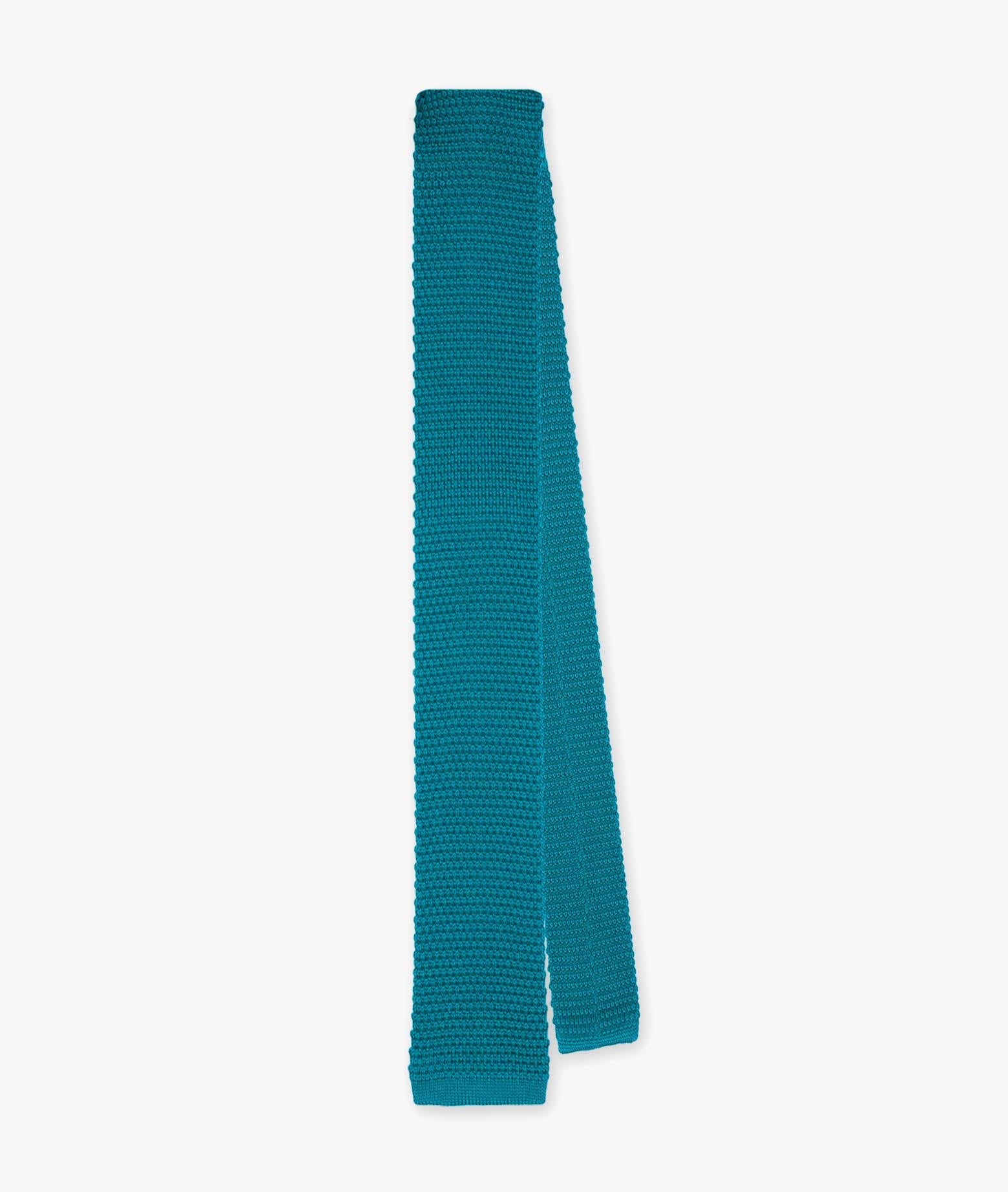 Silk Tricot Tie Turquoise Knitted