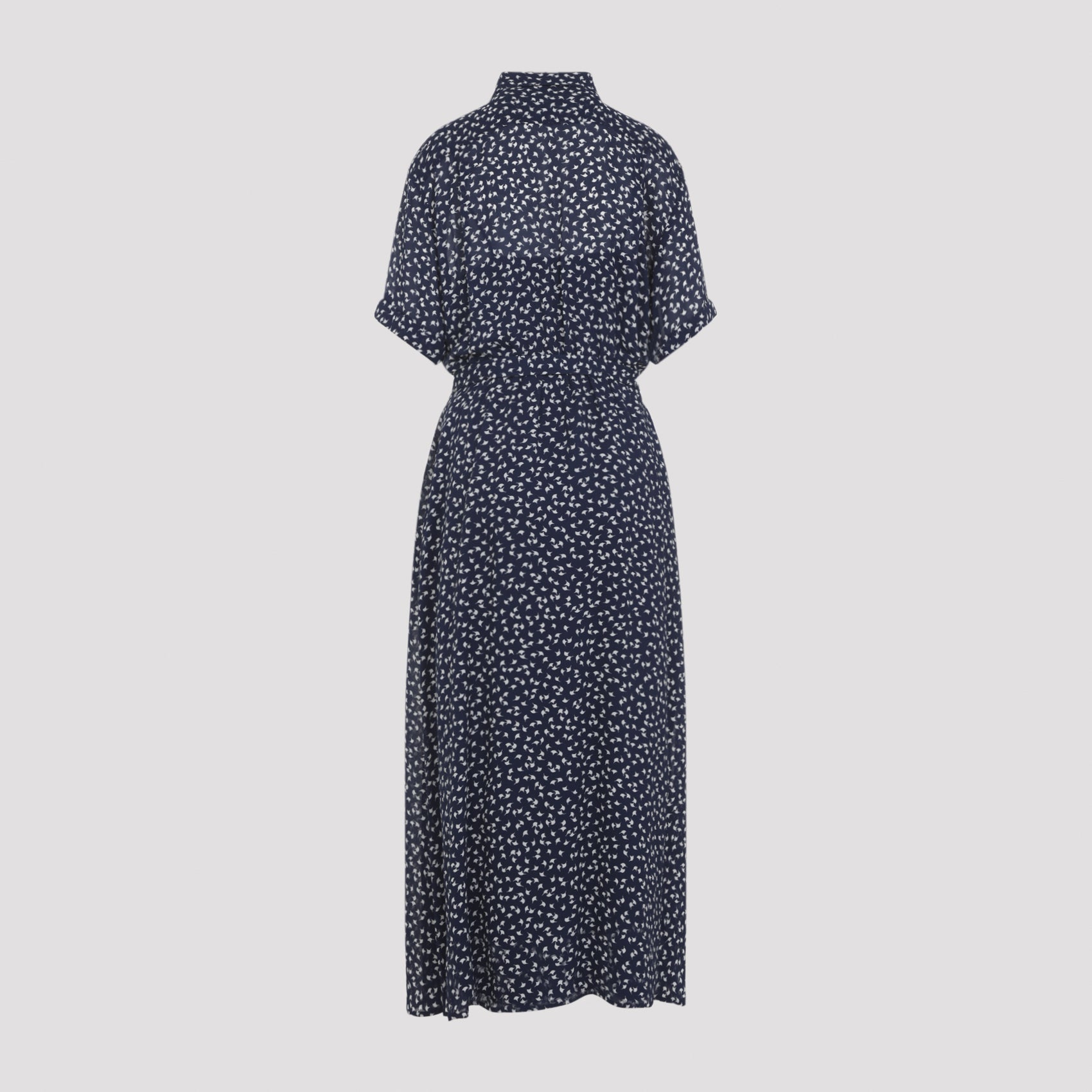 Sura Short Sleeves Dress Blue Viscose Mulberry Silk