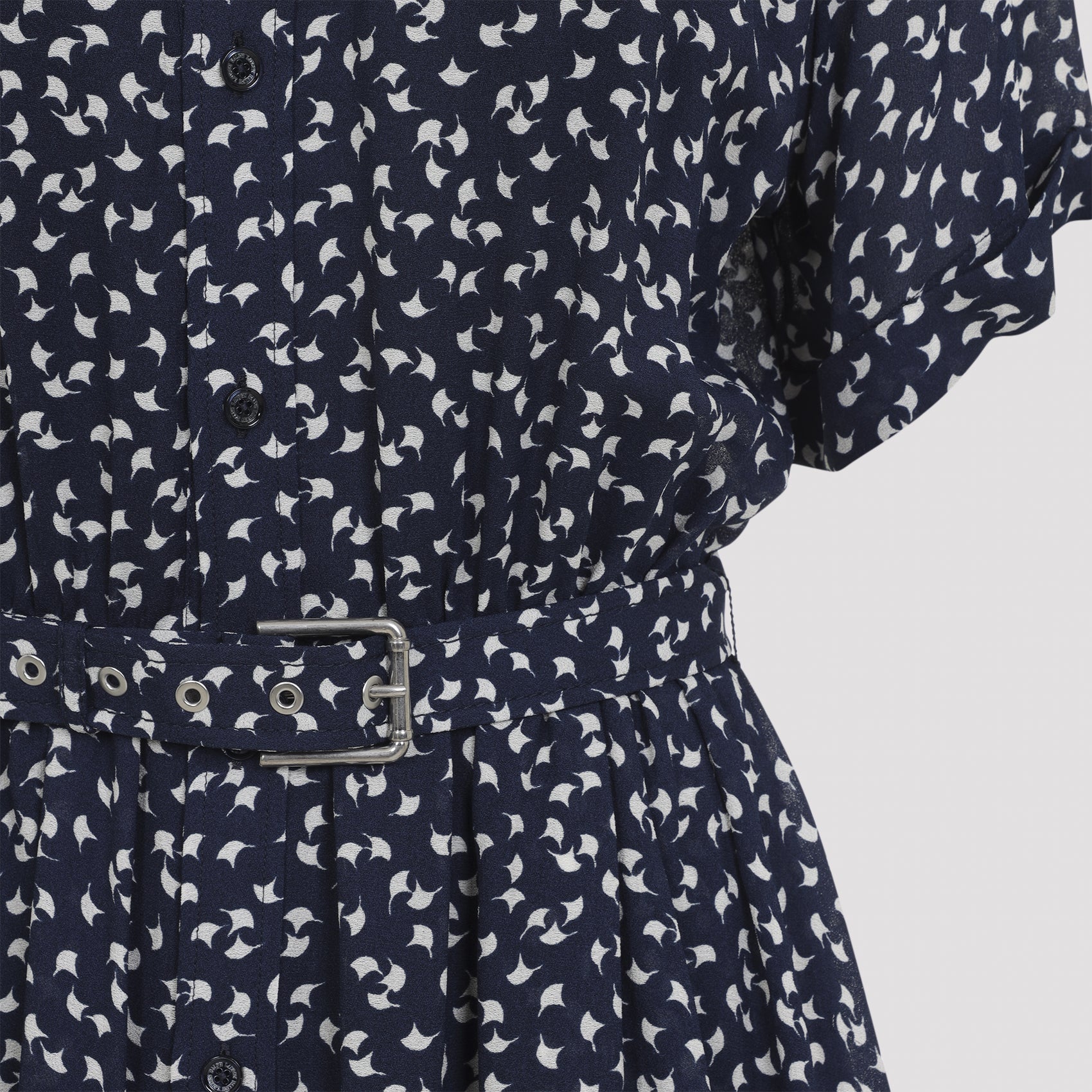 Sura Short Sleeves Dress Blue Viscose Mulberry Silk