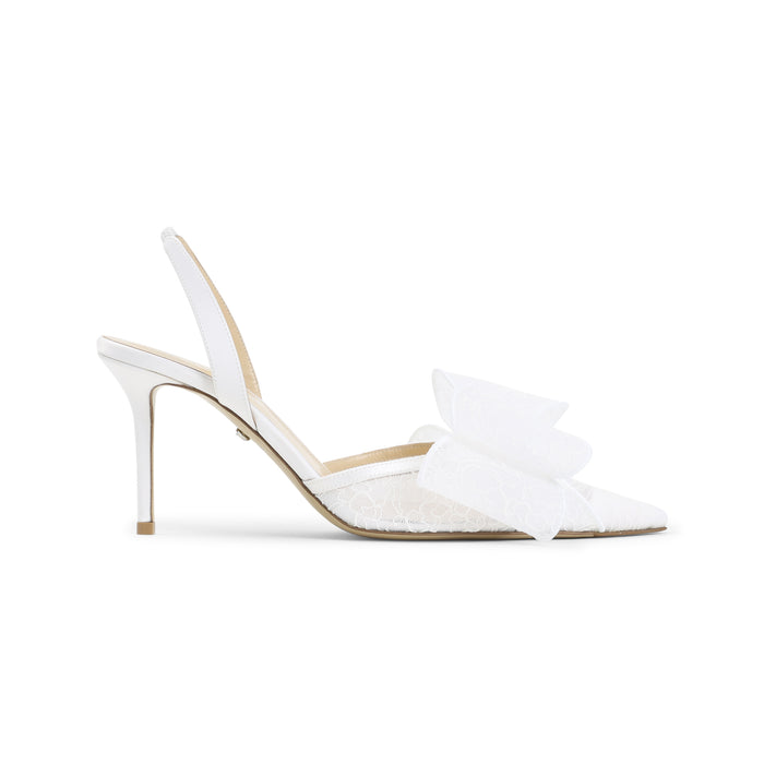 Le Cadeau White Lace Slingback Vichy Shoe