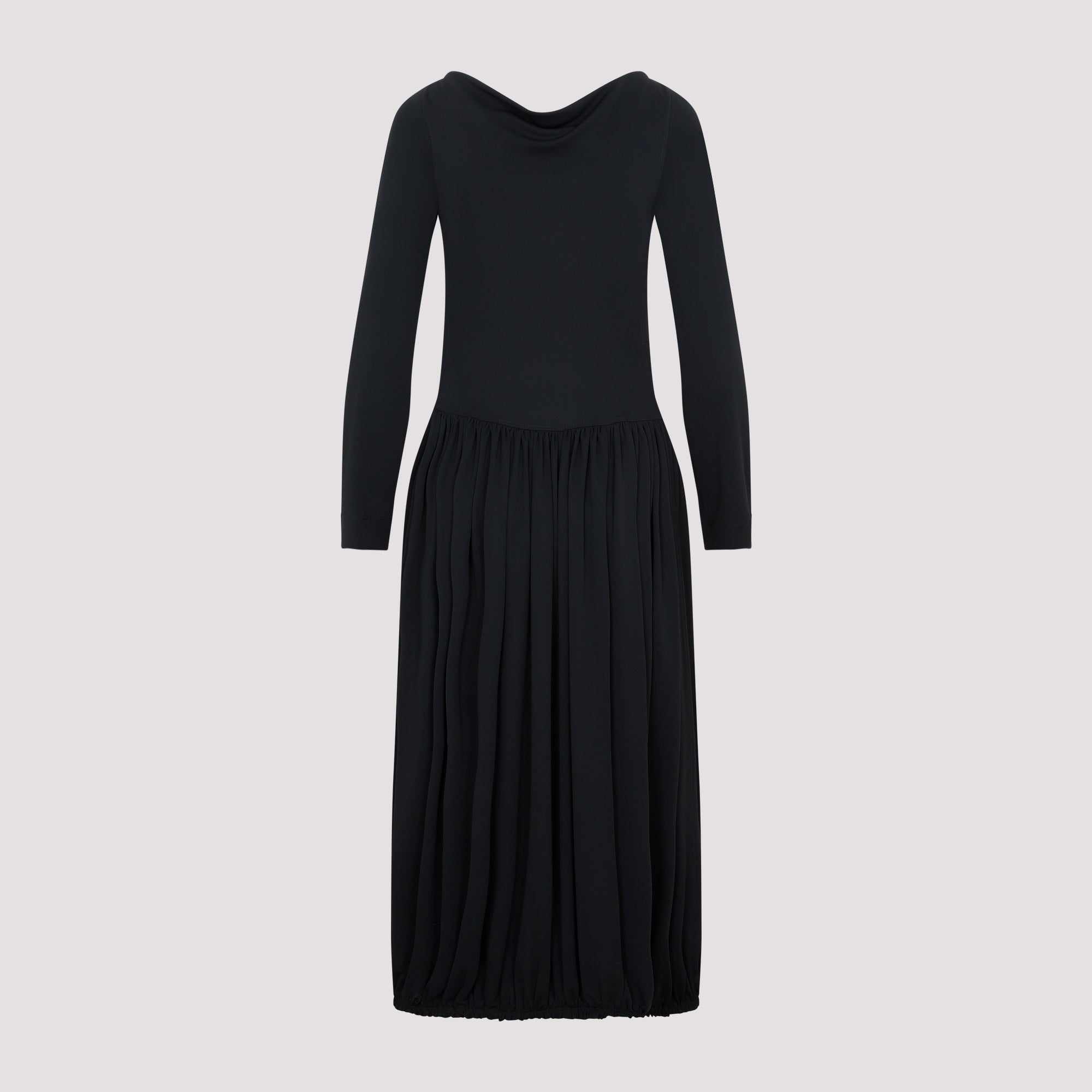Ls Drape Midi Dress Black Polyamide Acetate