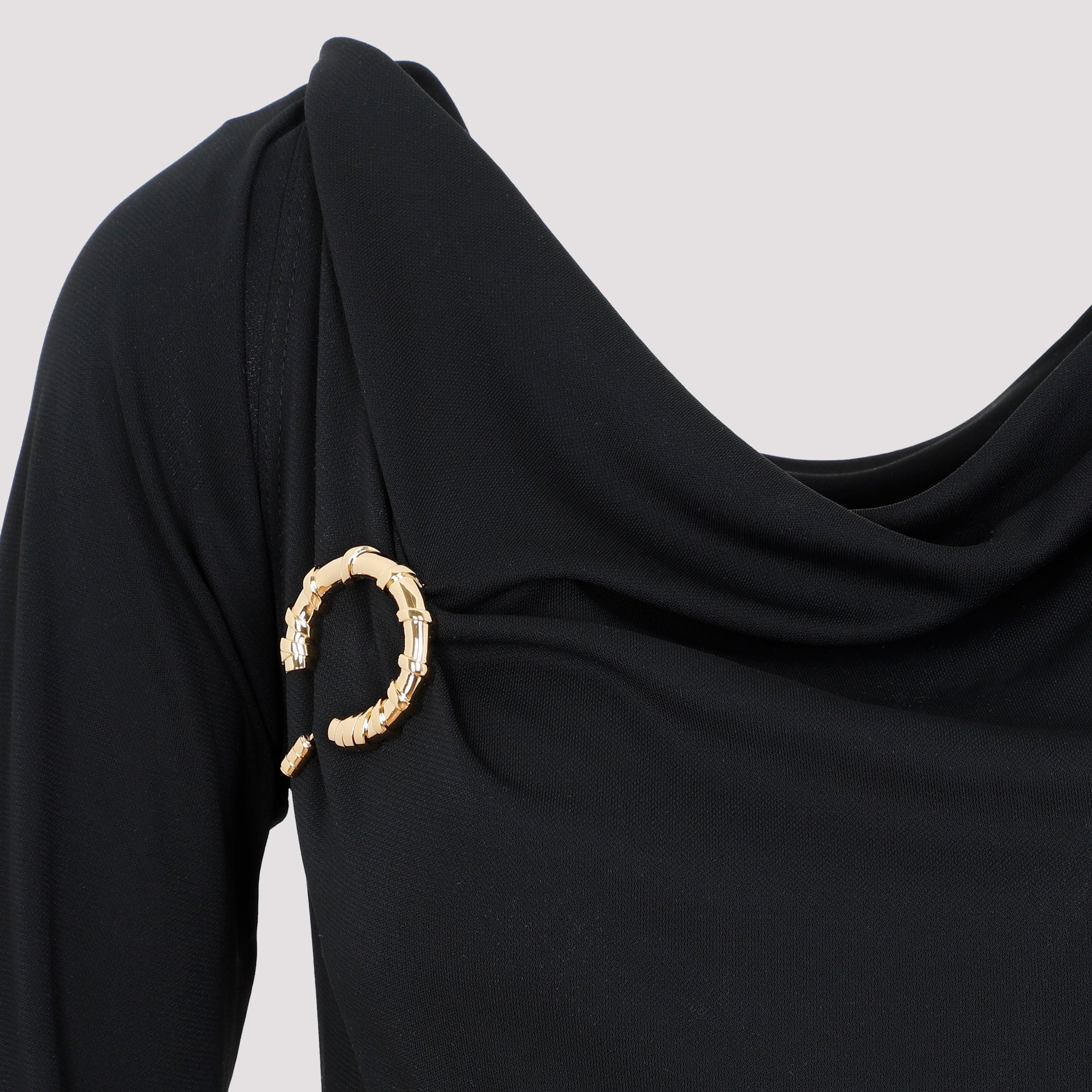 Ls Drape Midi Dress Black Polyamide Acetate