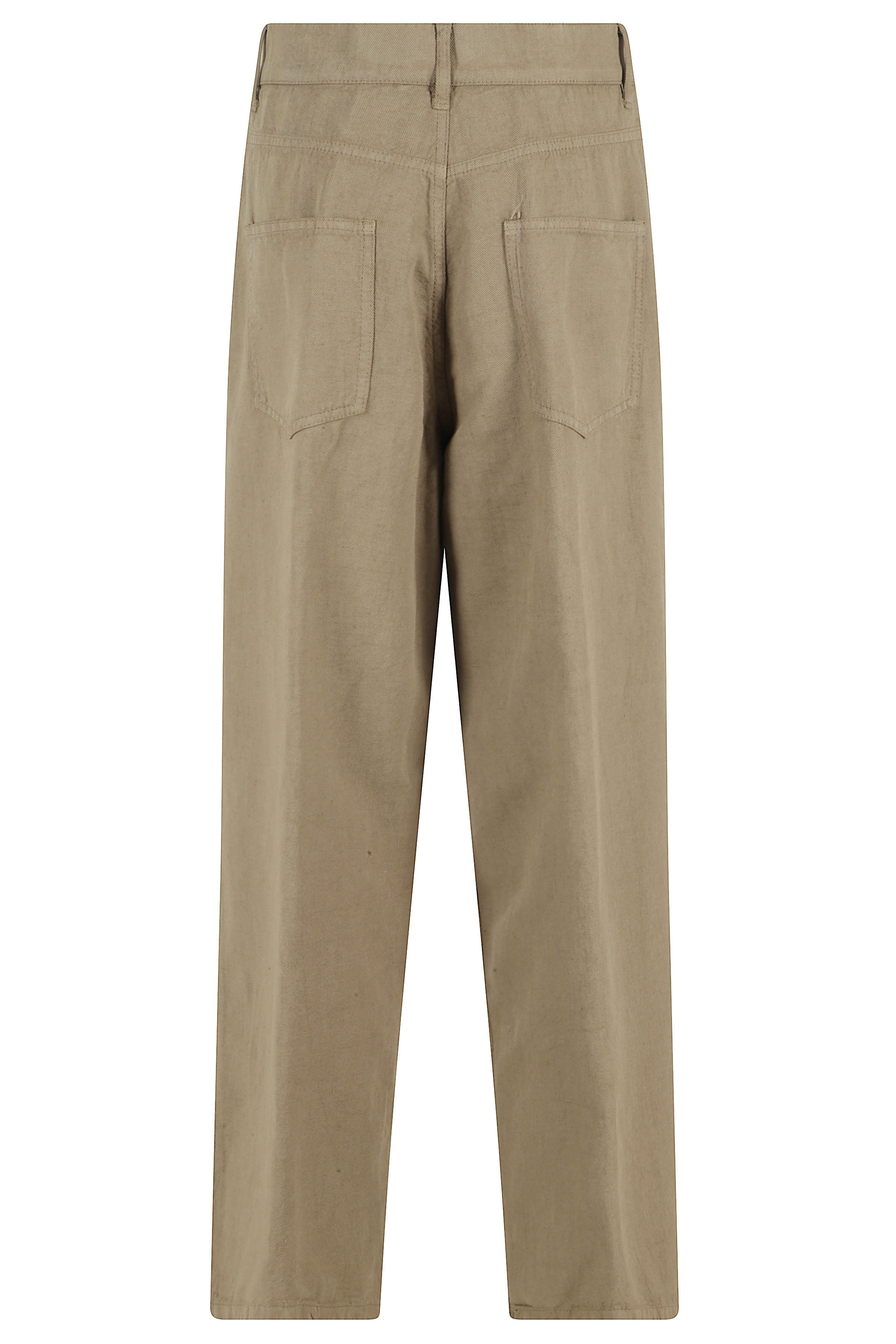 Pantalone Barrel Brown Cotone Lino Pantaloni