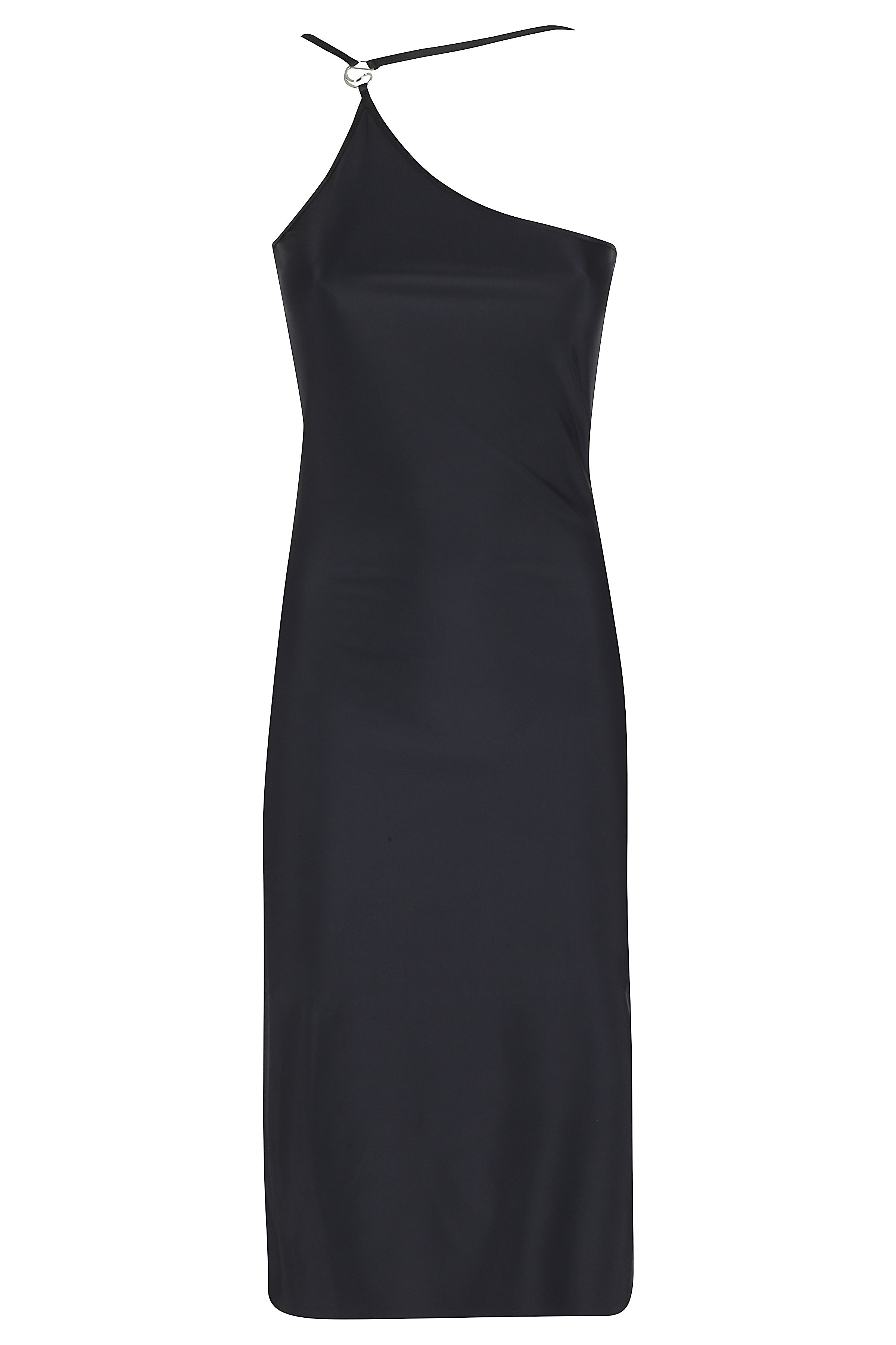 C-Logo One Shoulder Dress Black Poliammide Elastan Abito