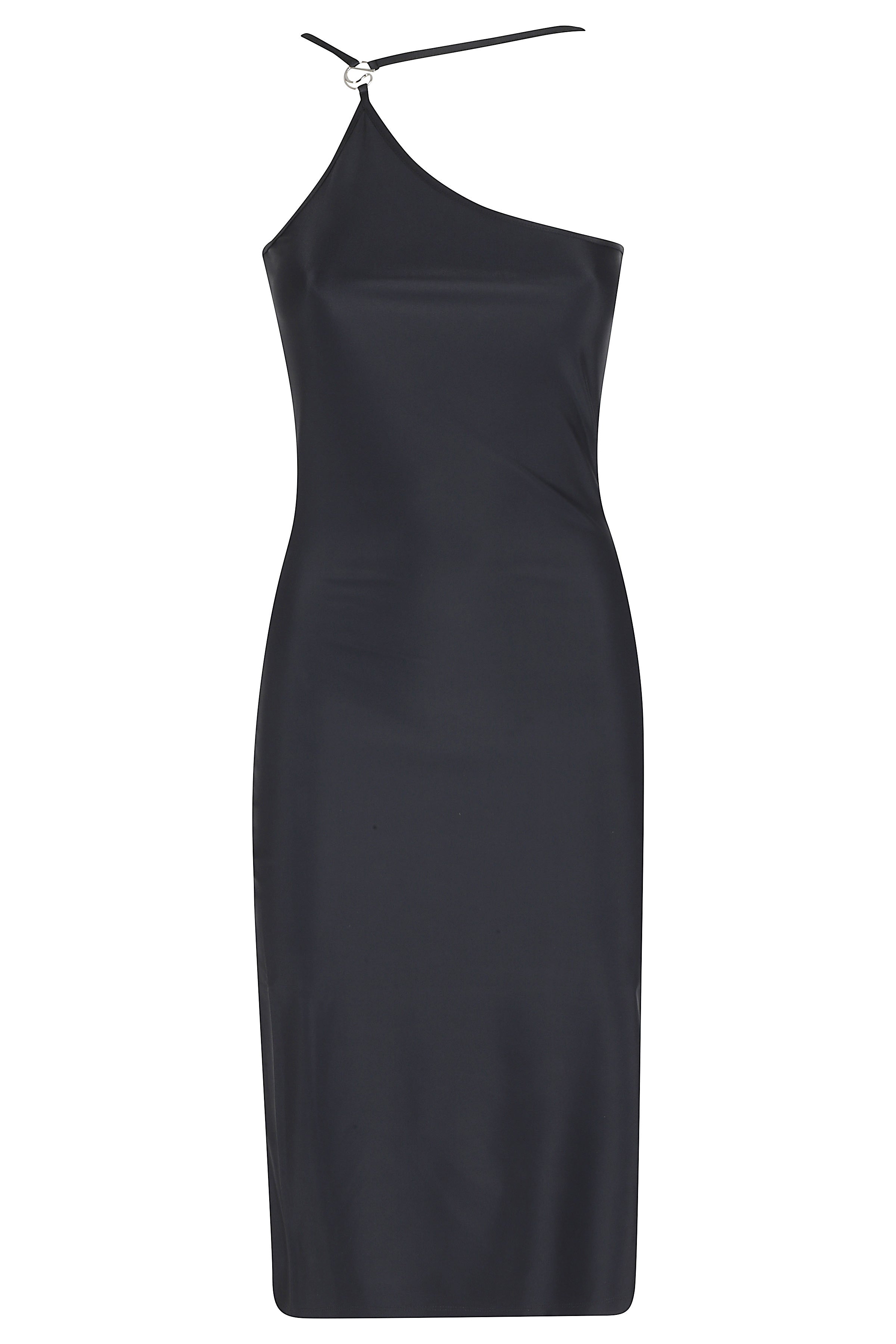C-Logo One Shoulder Dress Black Poliammide Elastan Abito