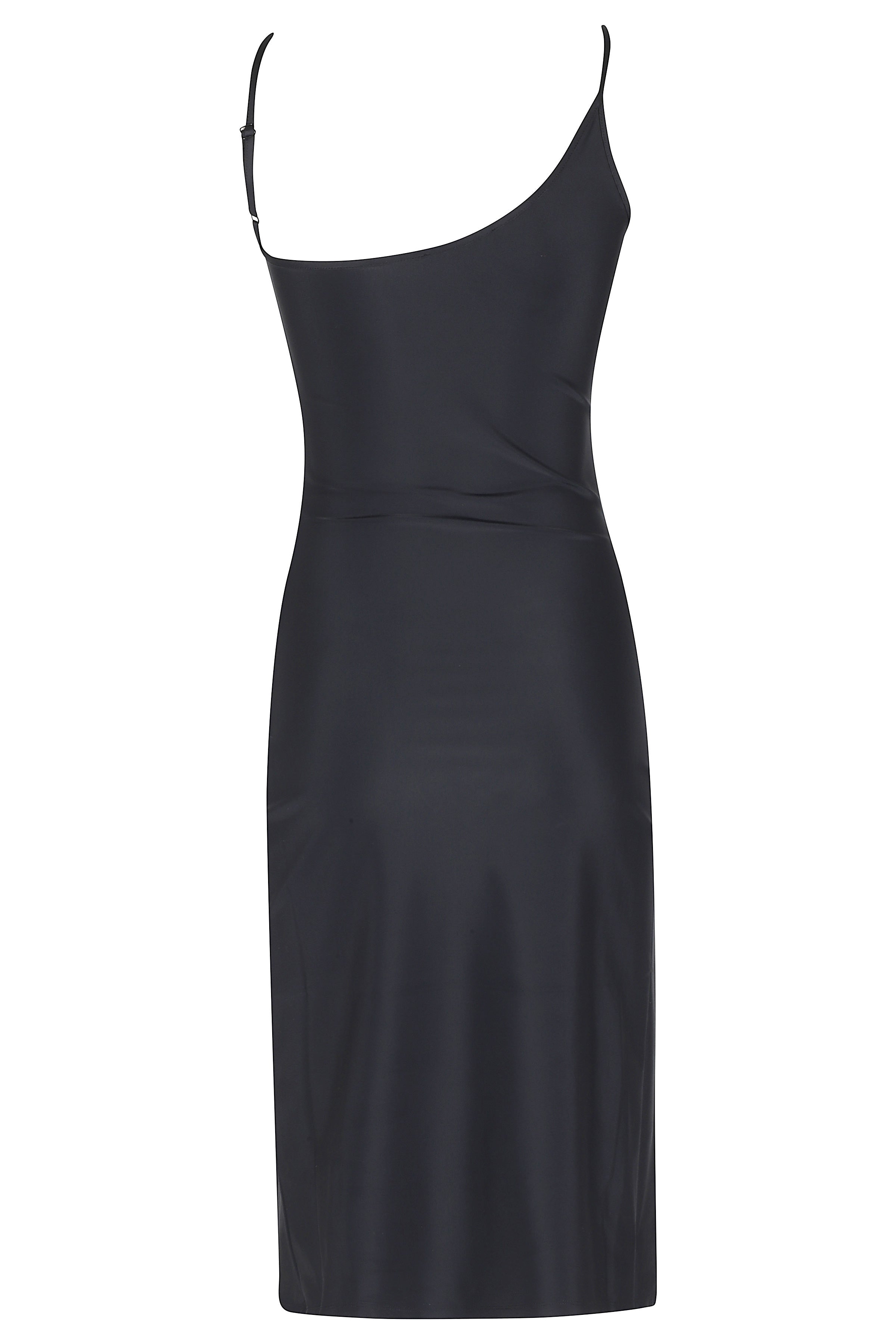 C-Logo One Shoulder Dress Black Poliammide Elastan Abito