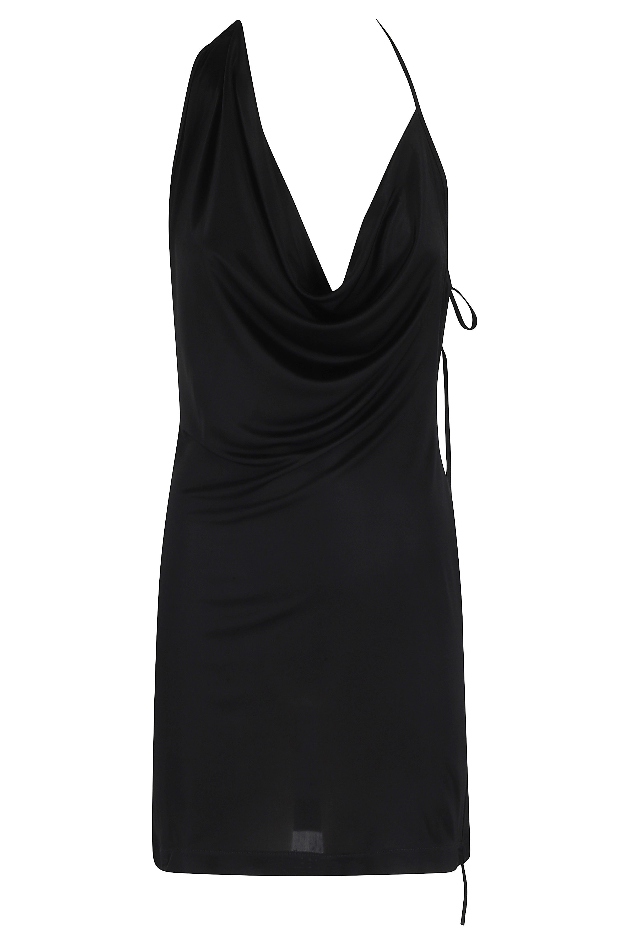 Ravi Satin Black Viscosa Abito