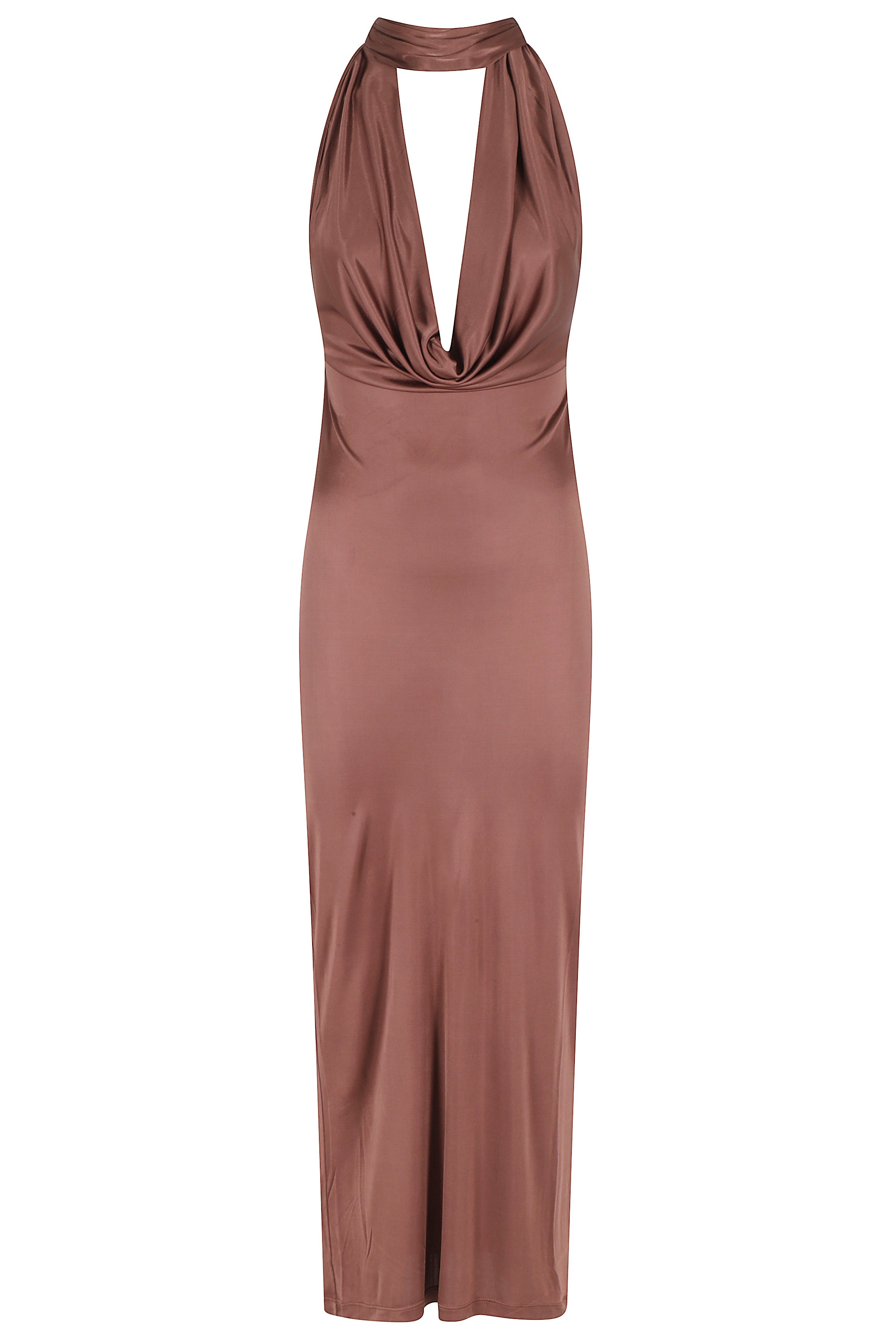 Vivienne Satin Brown Viscosa Abito